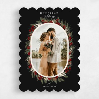 Black Scalloped Holiday Card - Greystone