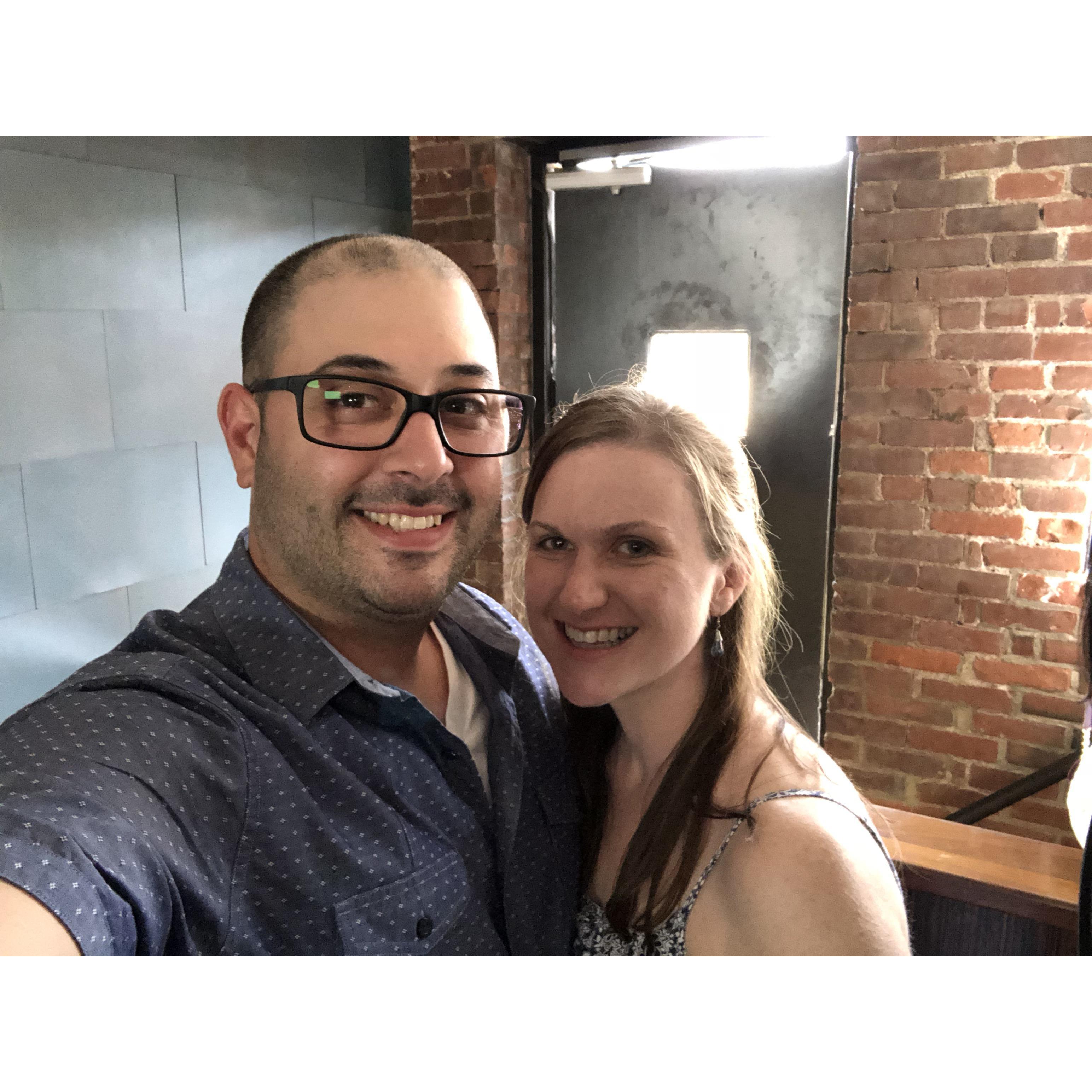 The first picture we ever took together, right after we first starting dating. At 116 Crown St in New Haven