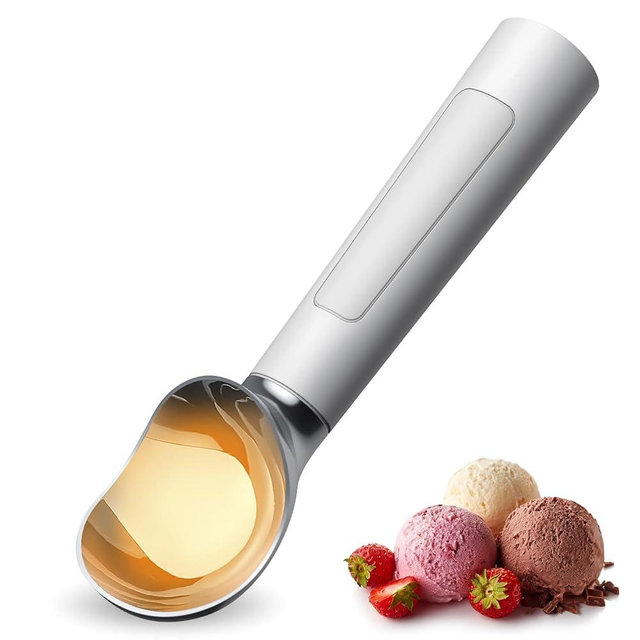 Heated Ice Cream Scooper，Stainless Steel Heated and Rechargeable Ice Cream Scoop,Electric Ice Cream Scoop with LED Display,IP67 Waterproof,Effortless Scooping for Hard Ice Cream!