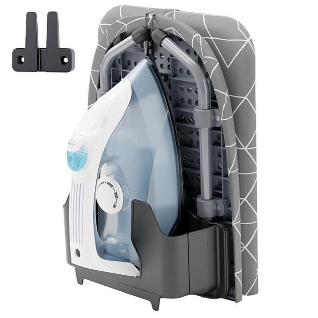 Xabitat Table Top Ironing Board W/ Wall Mount | D-Crease | Portable Space Saving Mini Laundry Room Iron Board | Foldable Small Ironing Board with Iron Holder | Grey