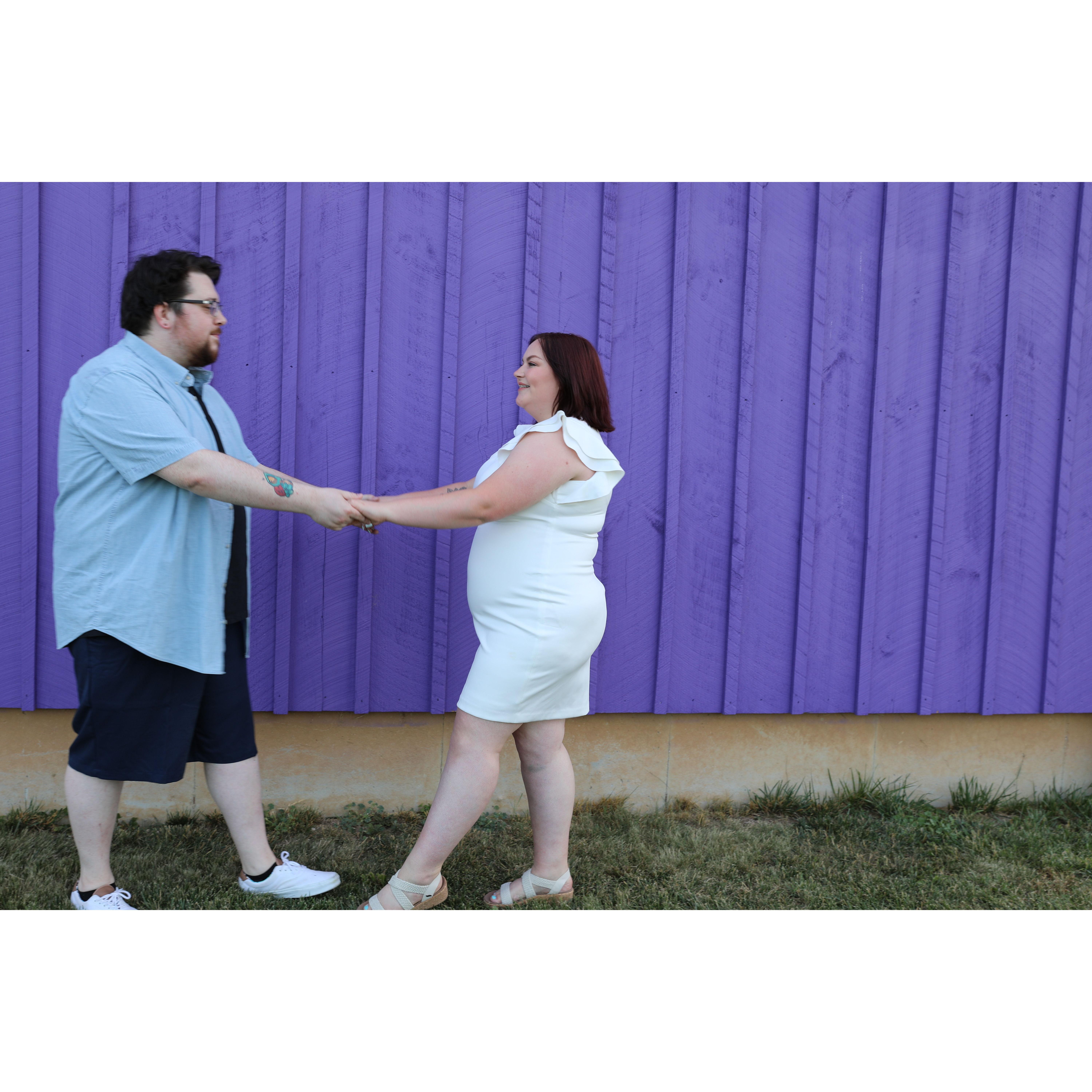Engagement photoshoot at Sunset Ridge Lavender Farms. Photographer was Bloom Photography, LLC