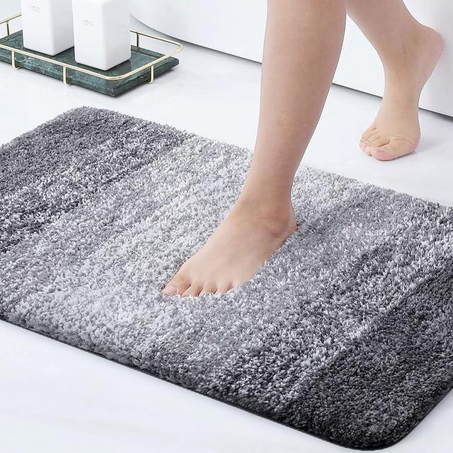 Arotive Microfiber Bathroom Rugs, Shaggy Soft and Absorbent Bath Rug, Non-Slip, Thick Plush Bathroom Mat, Machine Washable Dry Bath Mats for Bathroom, Tub and Shower, 30" x 20", Grey