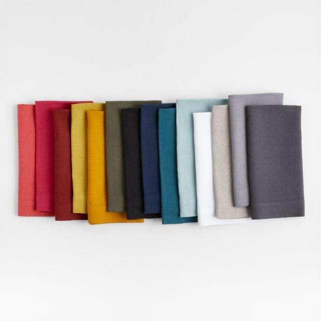 Marin Black Linen Napkins, Set of 8