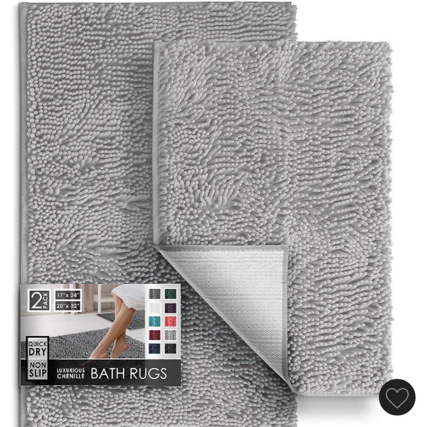 Hearth & Harbor Bathroom Rugs, Machine Washable Chenille Bath Mat for Bathroom