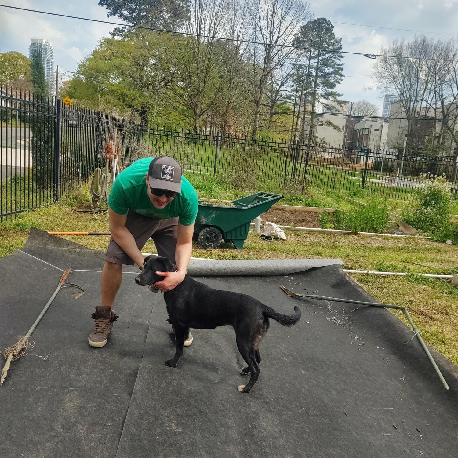 First time visiting our plot in the community garden near our Charlotte apartment-Spring 2020