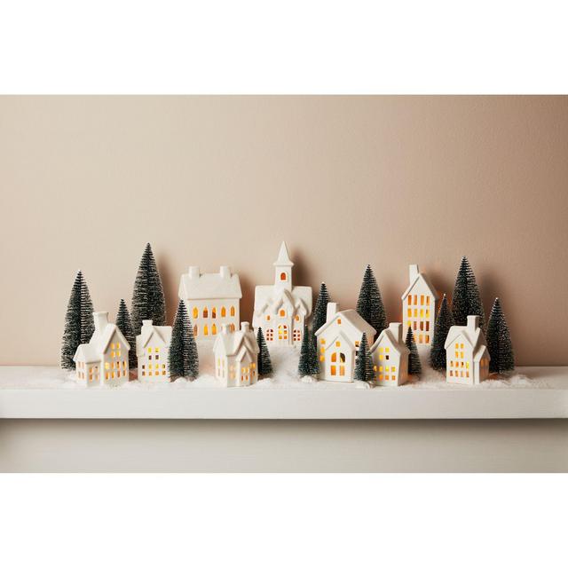 31-Piece Pre-Lit Porcelain Village in White