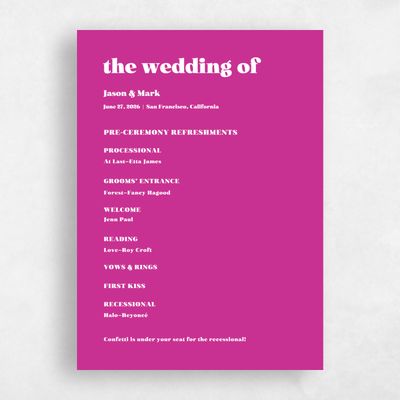Multi-Colored Wedding Program - Peoria