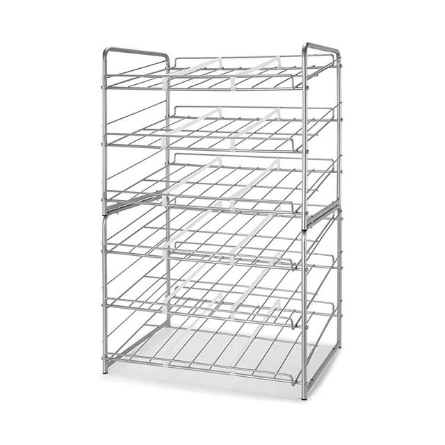 Simple Trending 2 Pack Can Rack Organizer, Stackable Can Storage Dispenser Holds up to 72 Cans for Kitchen Cabinet or Pantry, Silver