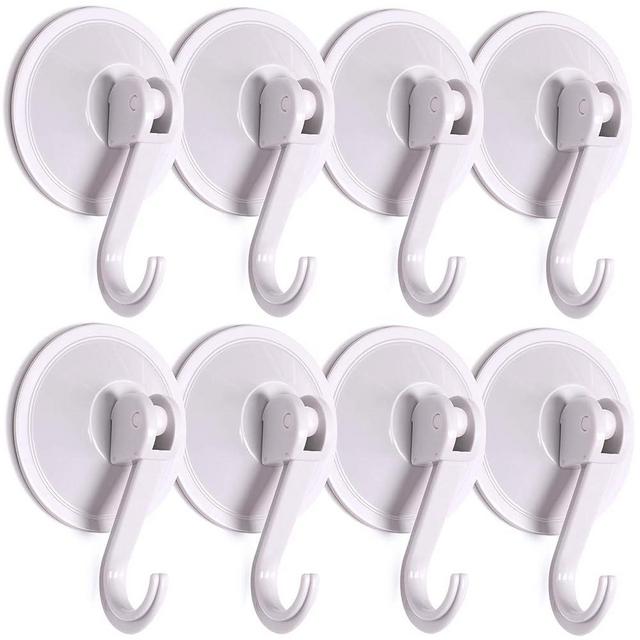 SUNDOKI Suction Cups Hooks, Wall Hooks Removable Vacuum Holder for Restroom, Bathroom and Kitchen Towel Holder (8 Pack)