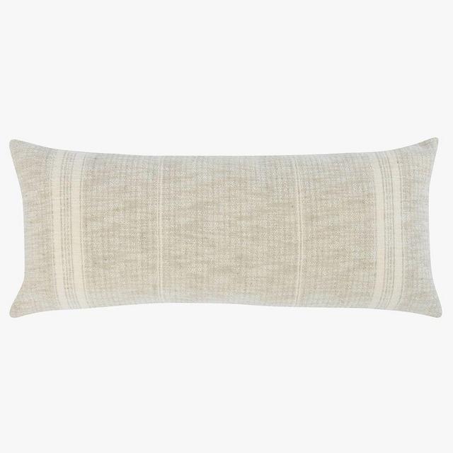 Villena Handmade Lumbar Pillow, 16 X 36", Beige