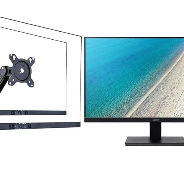 acer 24" Vero FHD IPS Monitor with 4 ms Response Time, Anti-Glare, Adaptive Sync, Integrated Speakers, VESA Mount (100mm) & Dockztorm Hub, Black Color Ergoflexy Single Mount Arm
