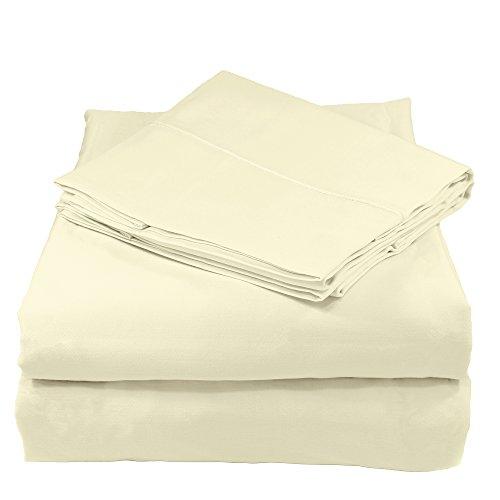 Whisper Organics 100% Organic Cotton Bed Sheet Set, 500 Thread Count, 4 Piece: Fitted Sheet, Flat Sheet + 2 Pillowcases - GOTS Certified (Queen, Natural)