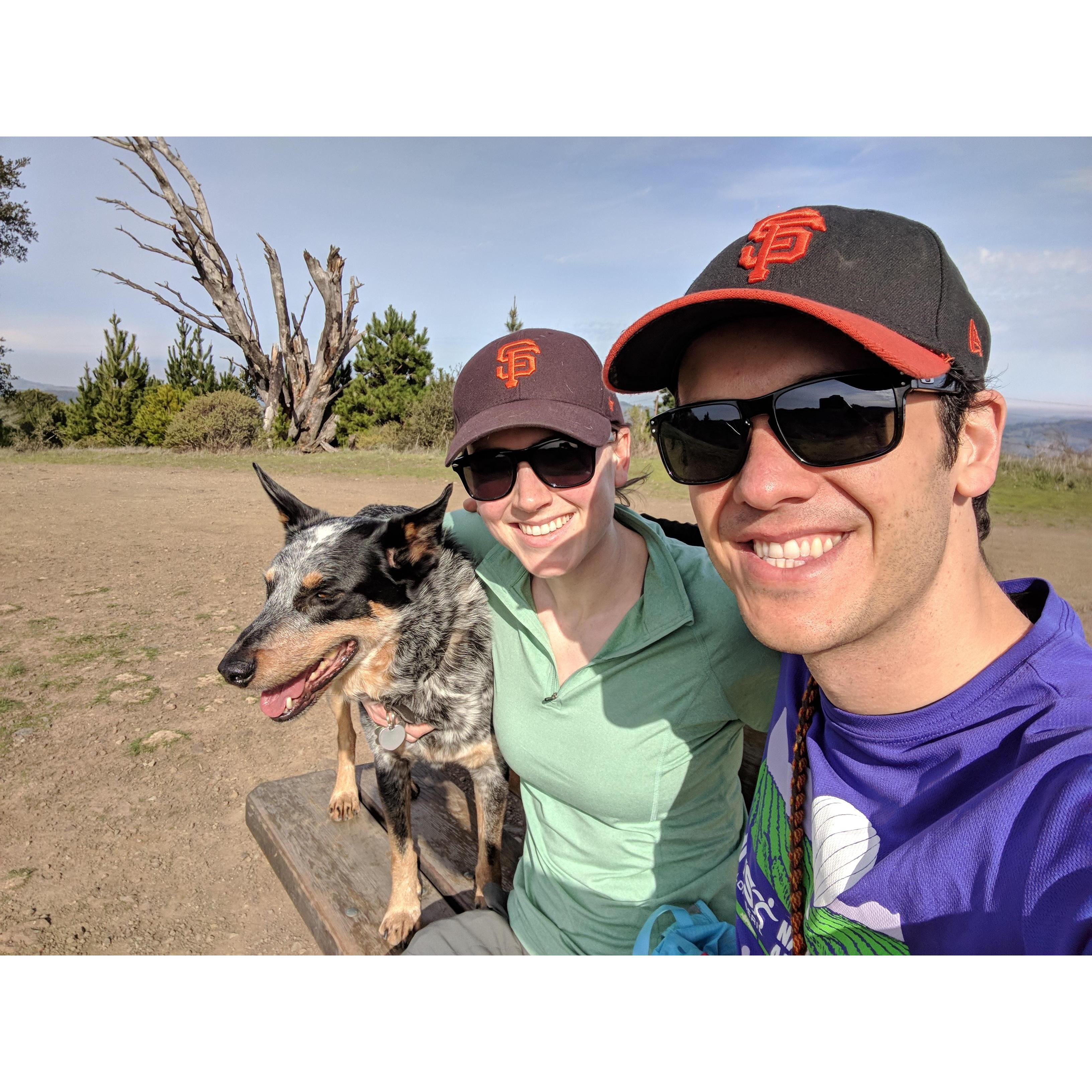 Proof that not all of Micheline's hiking shirts are purple.