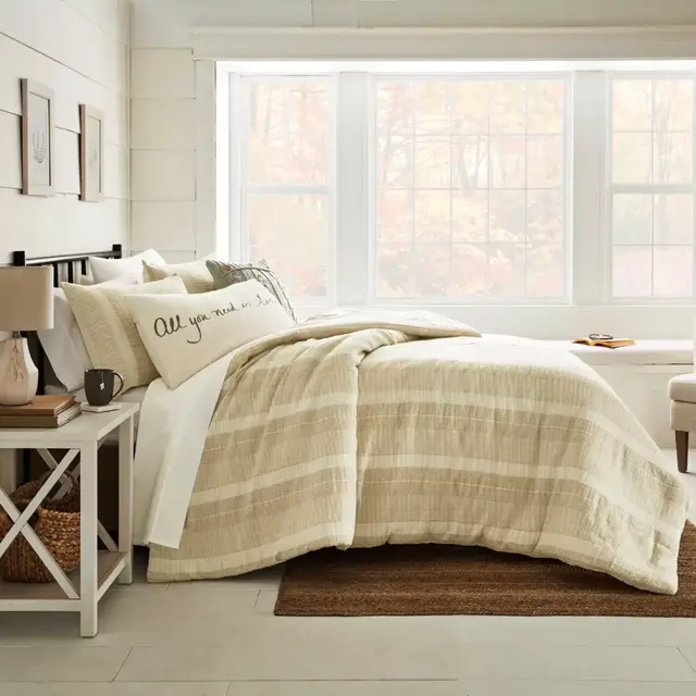 Bee & Willow™ Cordova Stripe King 3-Piece Comforter Set in Ivory/Beige