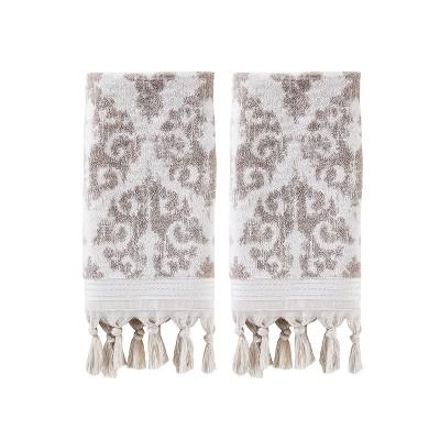 2pc Mirage Fringe Hand Towel Bath Towels Sets Dark Taupe - Saturday Knight Ltd.