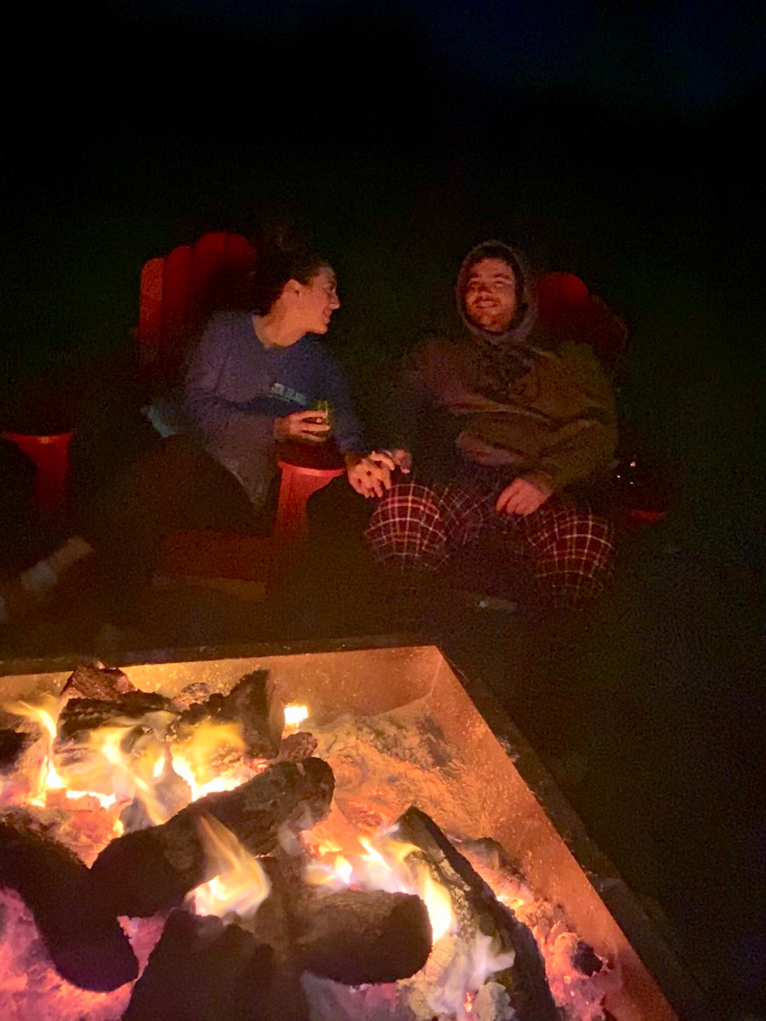 in our happy place - around a campfire
