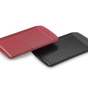 Grill Prep Trays, Set of 2, Red & Black