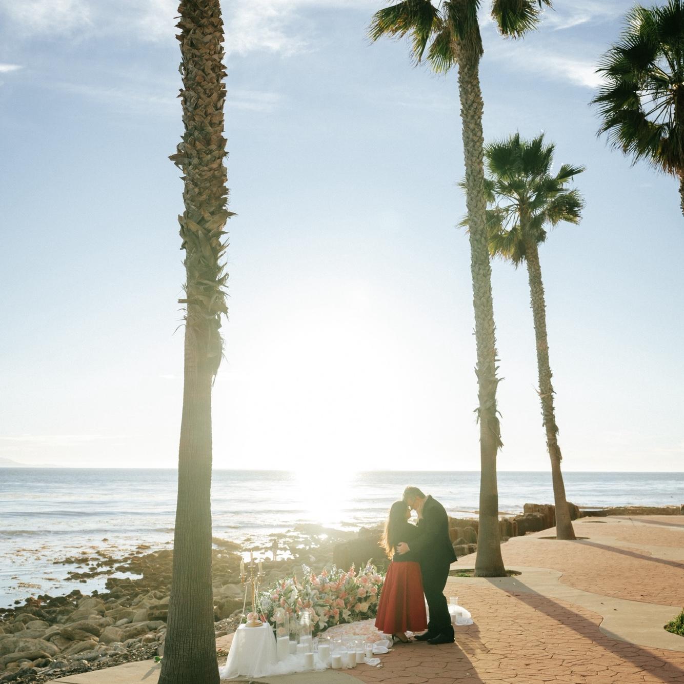 Courtesy of @ranjith.studios. Engagement in San Pedro, California at Royal Palms Beach.