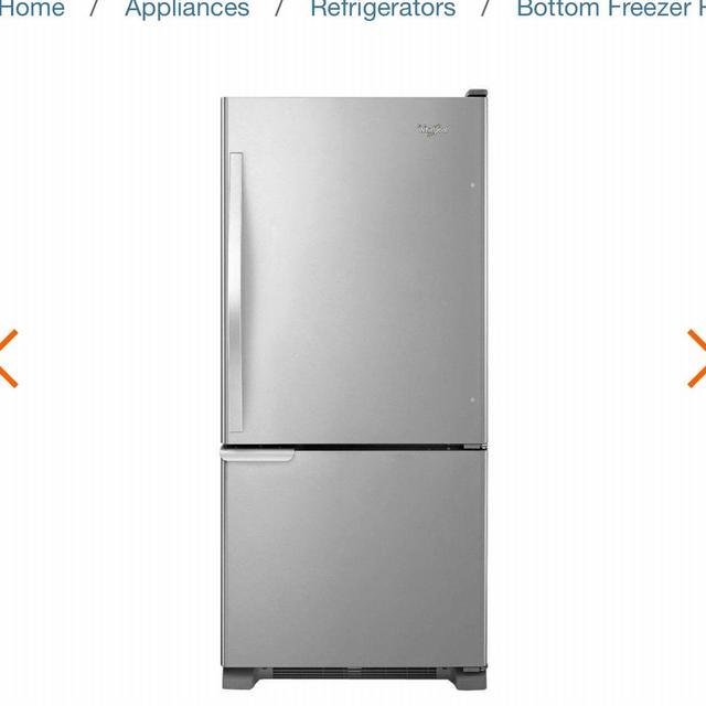 New Fridge - Whirlpool Bottom Freezer Refrigerator in Stainless Steel