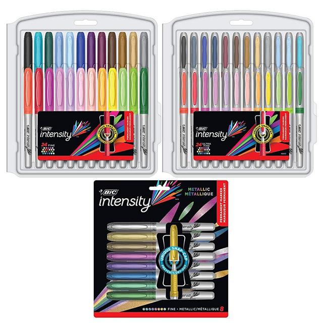 BIC Intensity Permanent Marker Coloring Bundle, Assorted Fine/Ultra Fine Tips, Assorted Fashion and Metallic Colors, 56-Count, assorted fine & ultra fine point (CBPM56EC-AST)