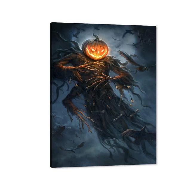Burn Jack-O-Lantern Bats Halloween Canvas Wall Art Spooky Jungle Dryad Witch Poster Oil Painting on Canvas Framed Artwork Decor for Home Kitchen Office Wall Decor Ready to Hang-18''Wx24''H
