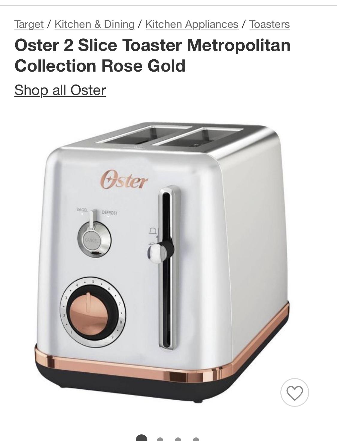 Oster 2 Slice Toaster Metropolitan Collection Rose Gold