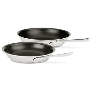 Groupe SEB - All-Clad 410810 NSR2 Stainless Steel Dishwasher Safe Oven Safe PFOA-free Nonstick 8-Inch and 10-Inch Fry Pan Set, 2-Piece, Silver