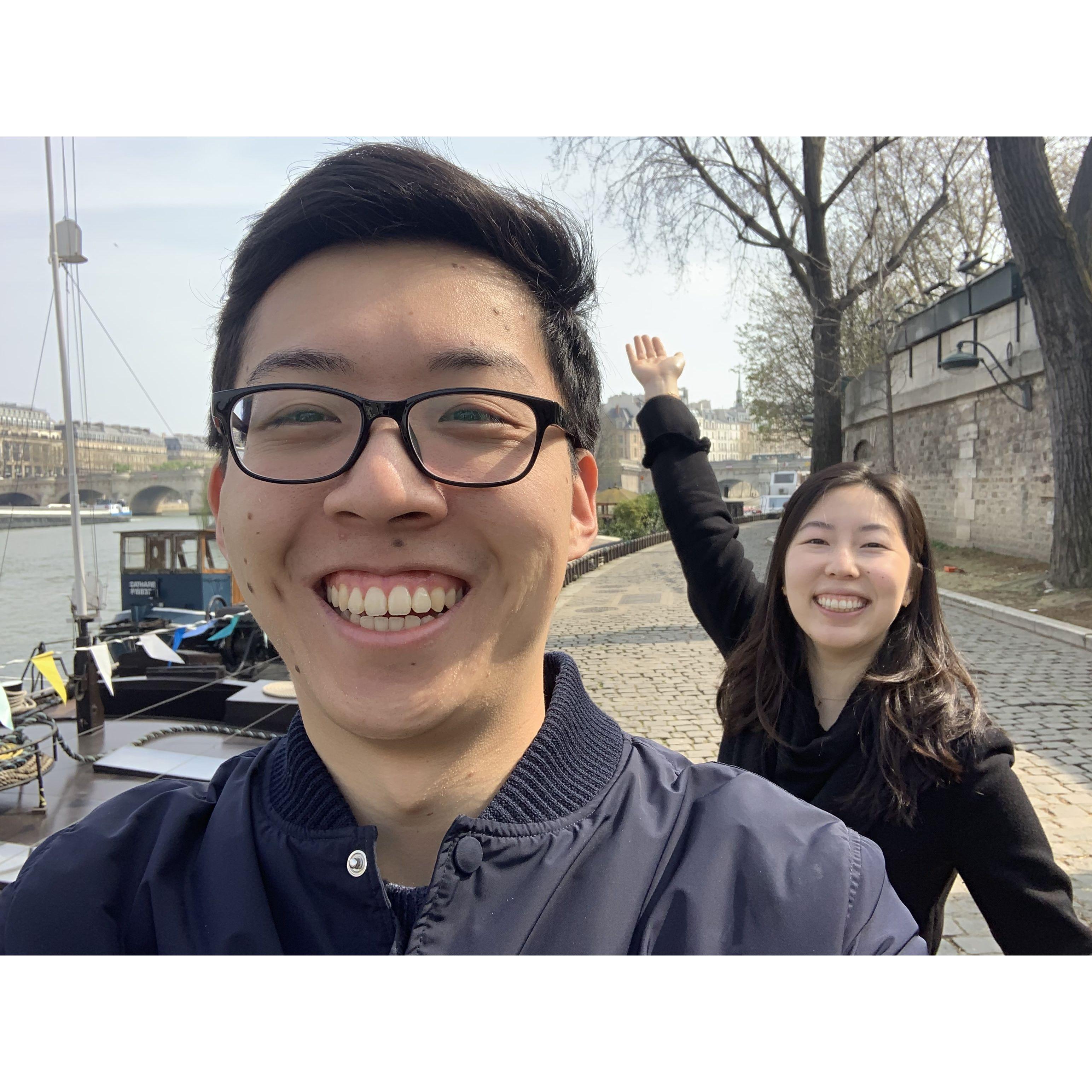 In Paris, one of our favorite cities to visit together.
