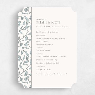 Blue Ticket Wedding Program - Isabeau