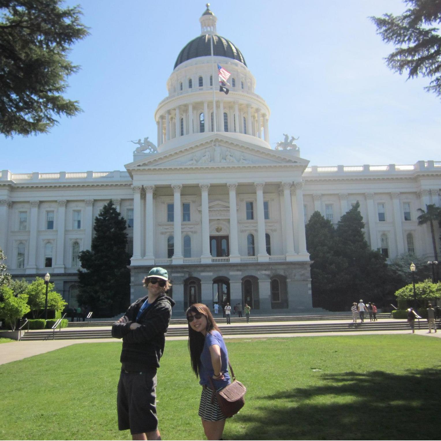 April 2013: Fun at the state capitol during one of Emma's visits to Sacramento when Roger lived there.