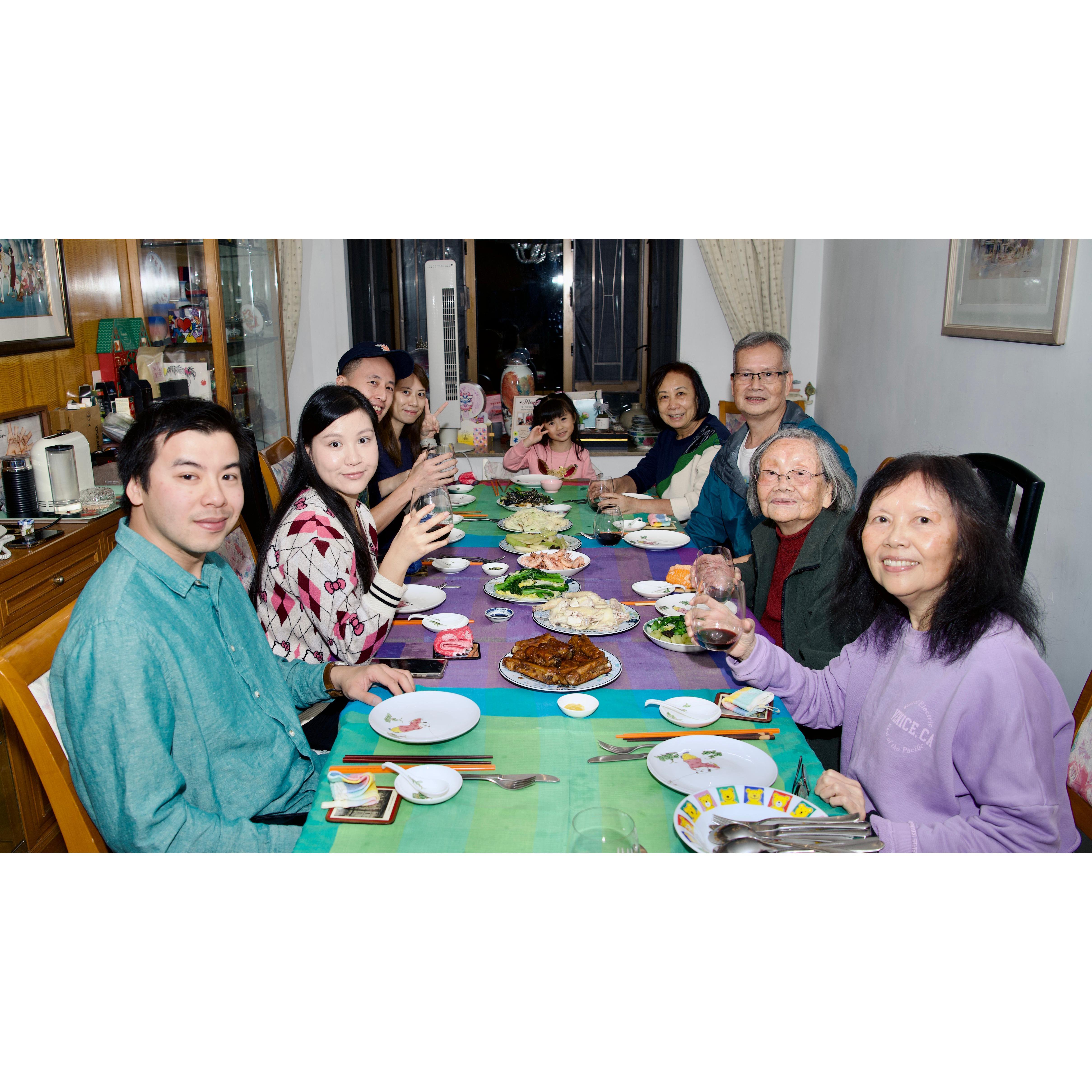 Becky introducing Alan to her Hong Kong  Yip Family:  paternal grandmother and aunt and uncle.