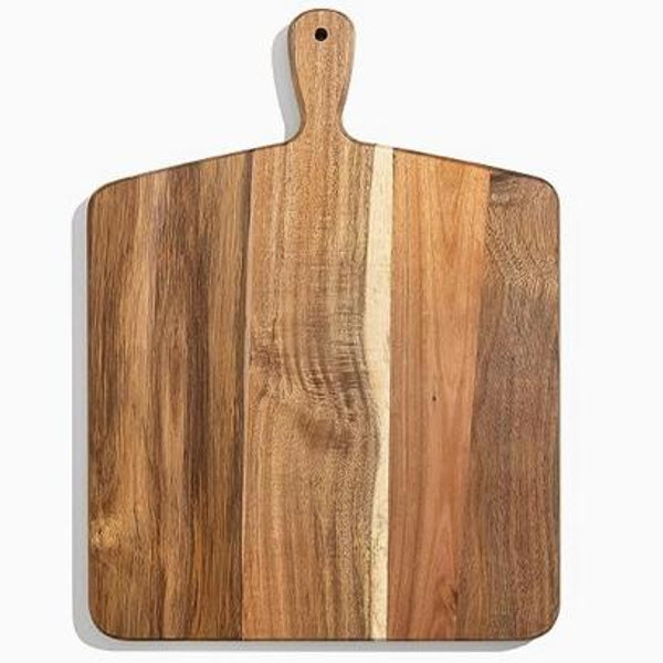 Acacia Wood Cutting Board and Chopping Board with Handle for Meat, Cheese Board, Vegetables, Bread, and Charcuterie - Decorative Wooden Serving Board for Kitchen and Dining Room, Large 17" x 13"