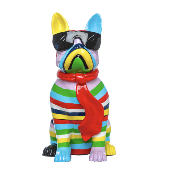 STRIPE CERAMIC DOG | BLACK | 14"