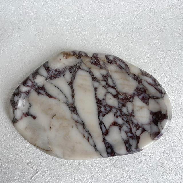 SAIDKOCC Natural Marble Cloud Tray Small Ornaments Tray Handmade Ring Dish Key Tray for Counter, Vanity, Dresser, Nightstand (Calacatta Purple)