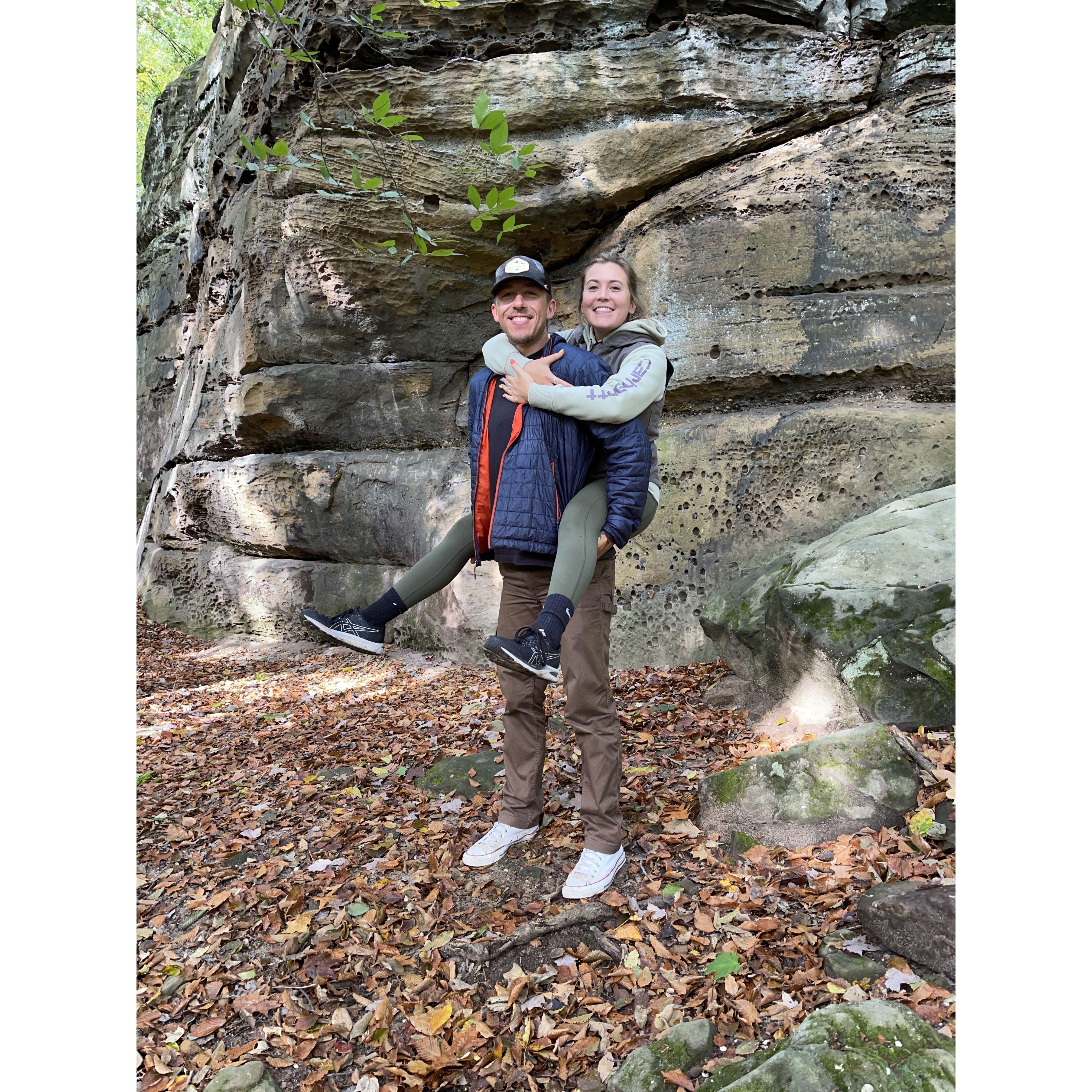 Our third date was a hike at Kendall Ledges