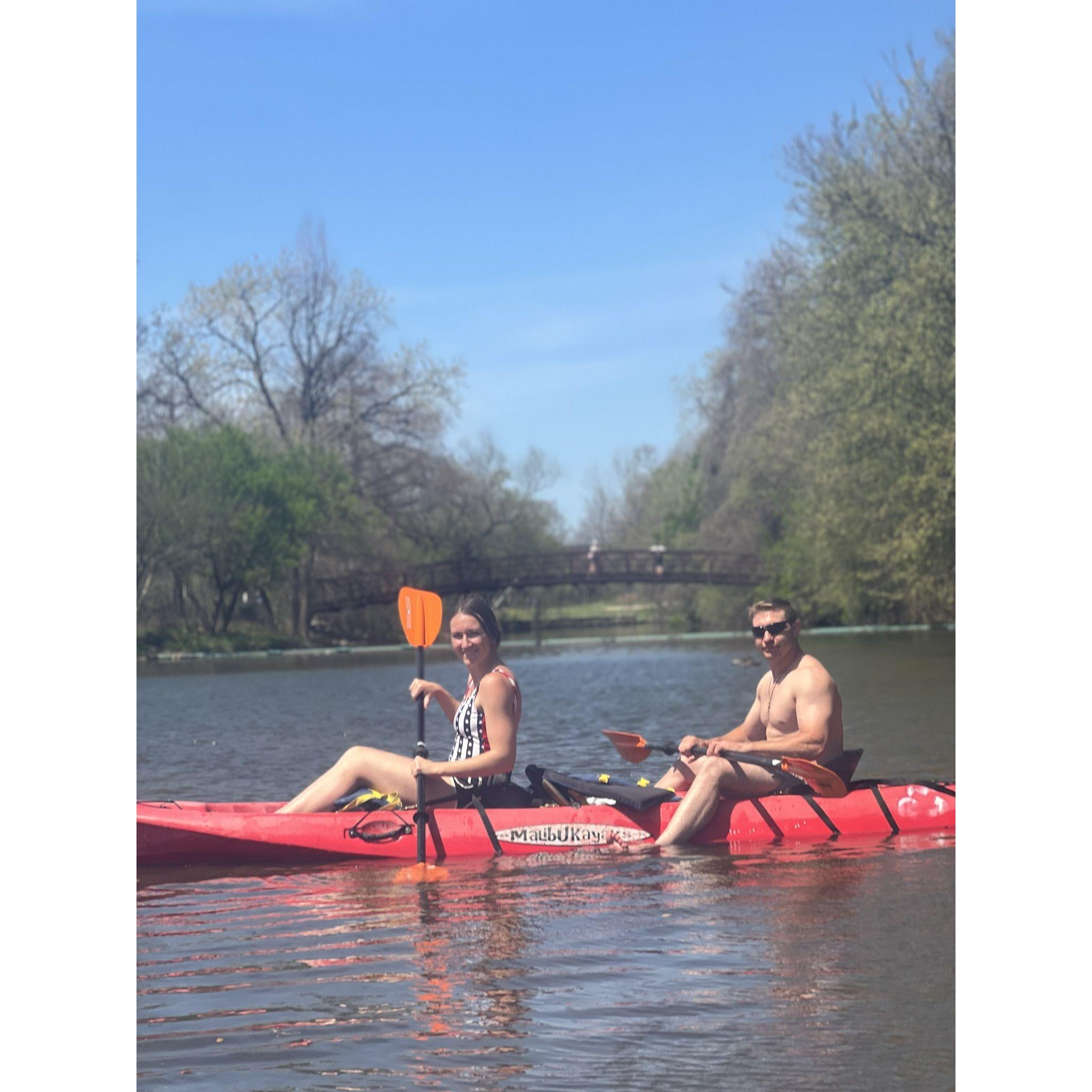 Kayaking through Downtown Austin