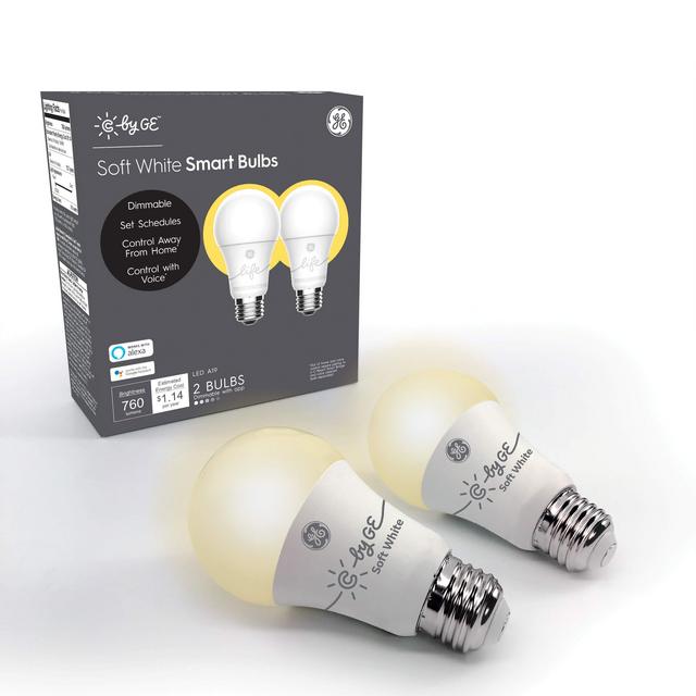 C by GE A19 Smart Light Bulb - Soft White Light Bulb, 2-Pack, Works with Amazon Alexa and Google Home, Bluetooth Light Bulb
