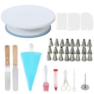 MIRUN - Rotating Cake Stand Cake Decorating Turntable Supplies with 24 Stainless Steel Tips, 3 Icing Smoother, 1 Pastry Bag, Cake Tip Brush, Cake Flower Lifter, Cake Flower Nail, Coupler, Cake Decorating Pen