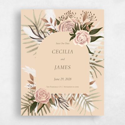Beige Wedding Save the Date - Segovia Portrait