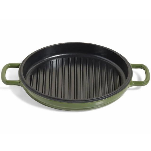 Our Place Cast Iron Hot Grill | Toxin-Free, 10.5" Round, Enameled Cast Iron Grill Pan | Indoor Serious Searing & Grill Marks | Oven Safe up to 500°F | Easy to Clean & Maintain | Sage