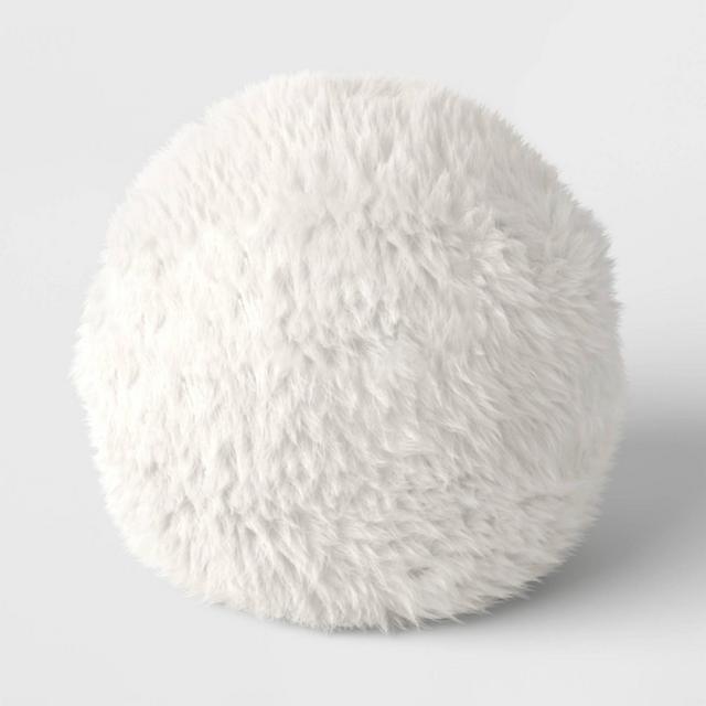 Faux Fur Round Ball Throw Pillow Ivory - Room Essentials™