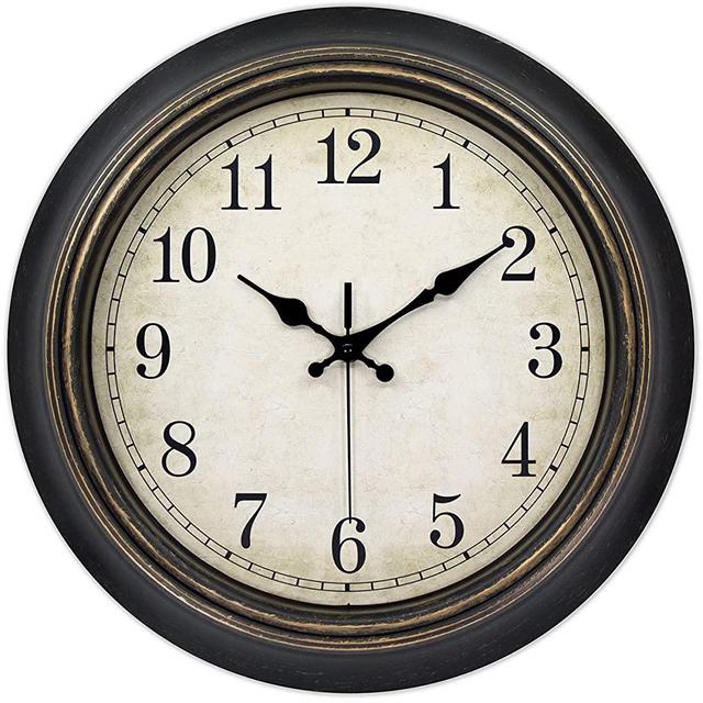 45Min 14 Inches Retro Wall Clock, Silent Non Ticking Battery Operated Movement, Home/Wall Decor, Easy to Read, Decorate Bedroom/Living Room/Office with Arabic/Roman(Arabic)