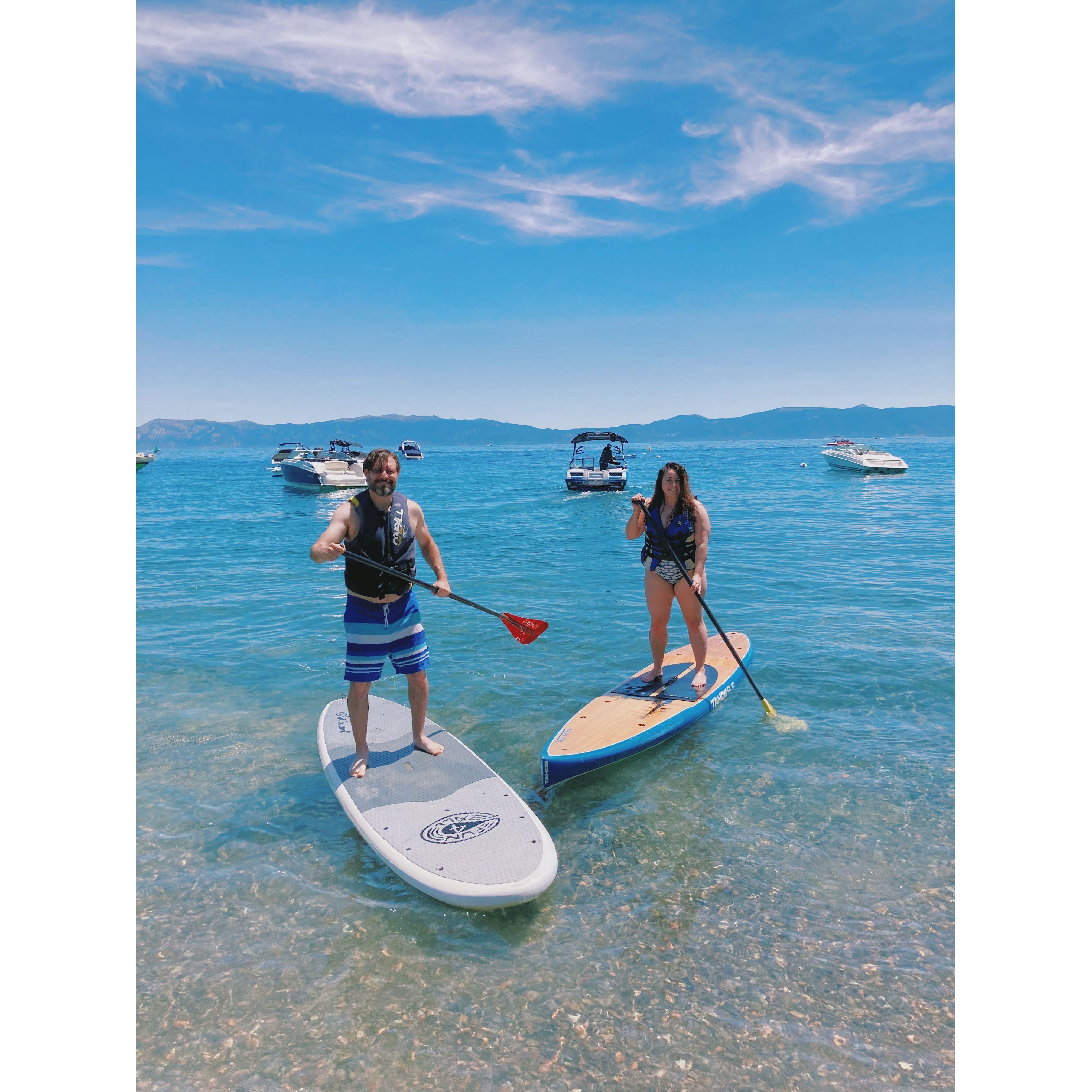 Paddle boarding in Lake Tahoe. We sure do love our water sports