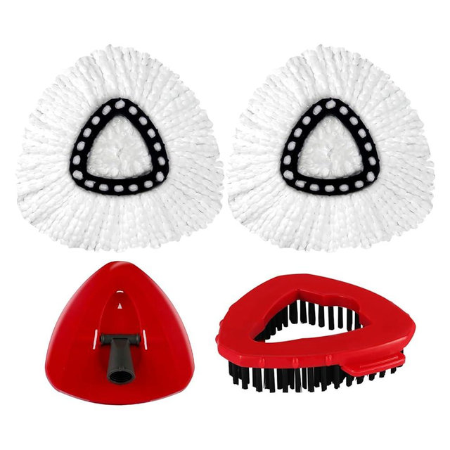 YZJAJZY Mop Heads Replacements for O-Cedar EasyWring 1 Tank Spin Mop System, Mop Replace Head with 2 Microfiber Mop Head Refills, 1 Scrub Brush and 1 Mop Base Set Combo