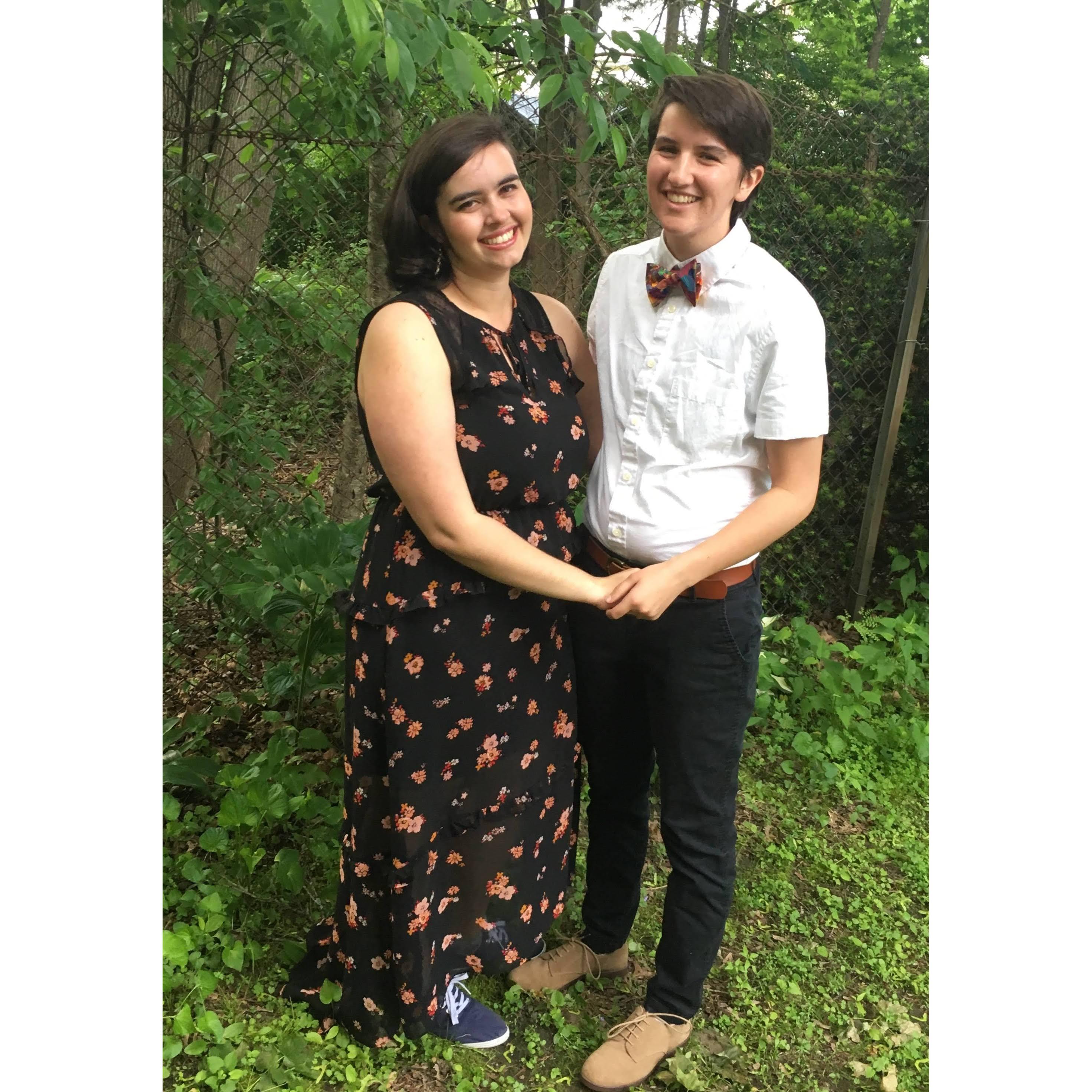 Awkward prom photo for our 6-month anniversary, summer 2019