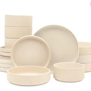 Gibson Elite Deerfield 16-Piece Stoneware Dinnerware Set – Stackable, Reactive Glaze Finish, Service for 4