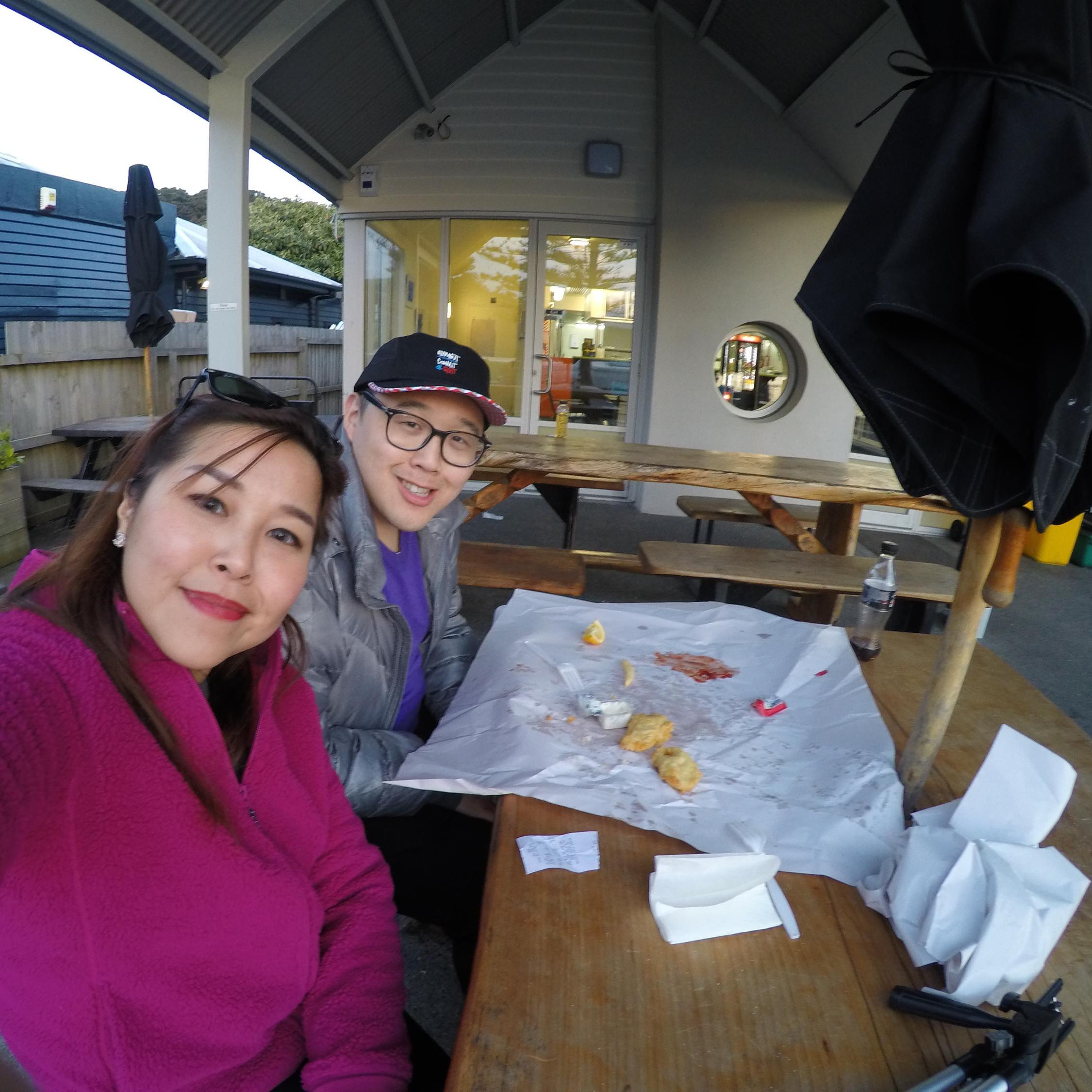 Indulging his favourite Fish & Chips, claimed the best in New Zealand.
