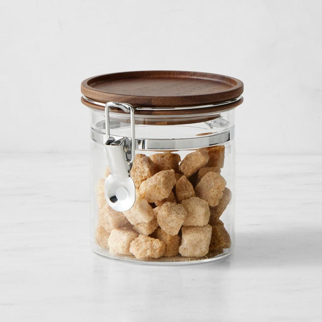 Hold Everything Stacking Glass Canister with Clamp, Walnut Finish, Extra Small