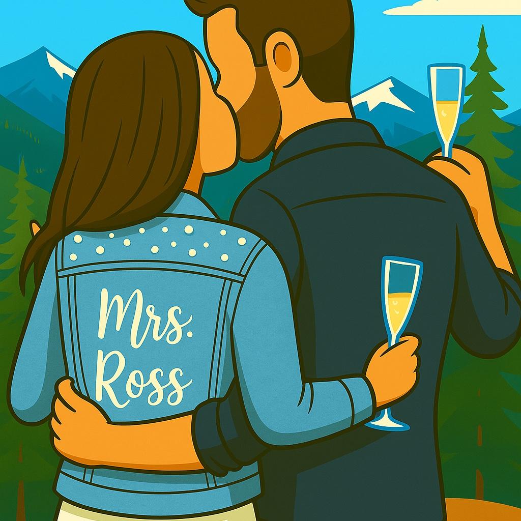 THE WORLD STOOD STILL
BUT HE WOULD NOT LINGER
AS HE SLIPPED ON THE RING
TO HER QUIVERING FINGER.
THEIR LOVE HAD CLIMBED MOUNTAINS,
NOW THIS WAS THE VIEW
OF STARTING FOREVER
WITH HEARTS STRONG & TRUE.