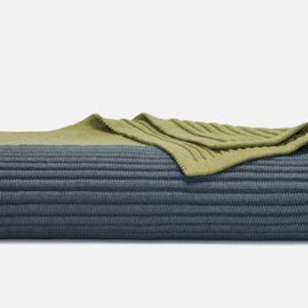 Colorblock Rib Knit Throw Blanket